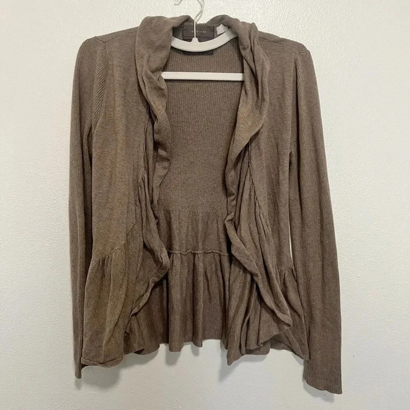 Anthropologie Guinevere Cashmere Cardigan Sweater Long‎ Sleeve Ruffles Peplum - Picture 7 of 13